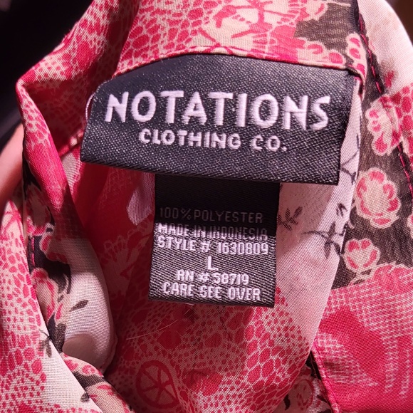 Notations Clothing Co. Multicolored Patchwork Faux Chiffon Blouse L - Picture 4 of 4
